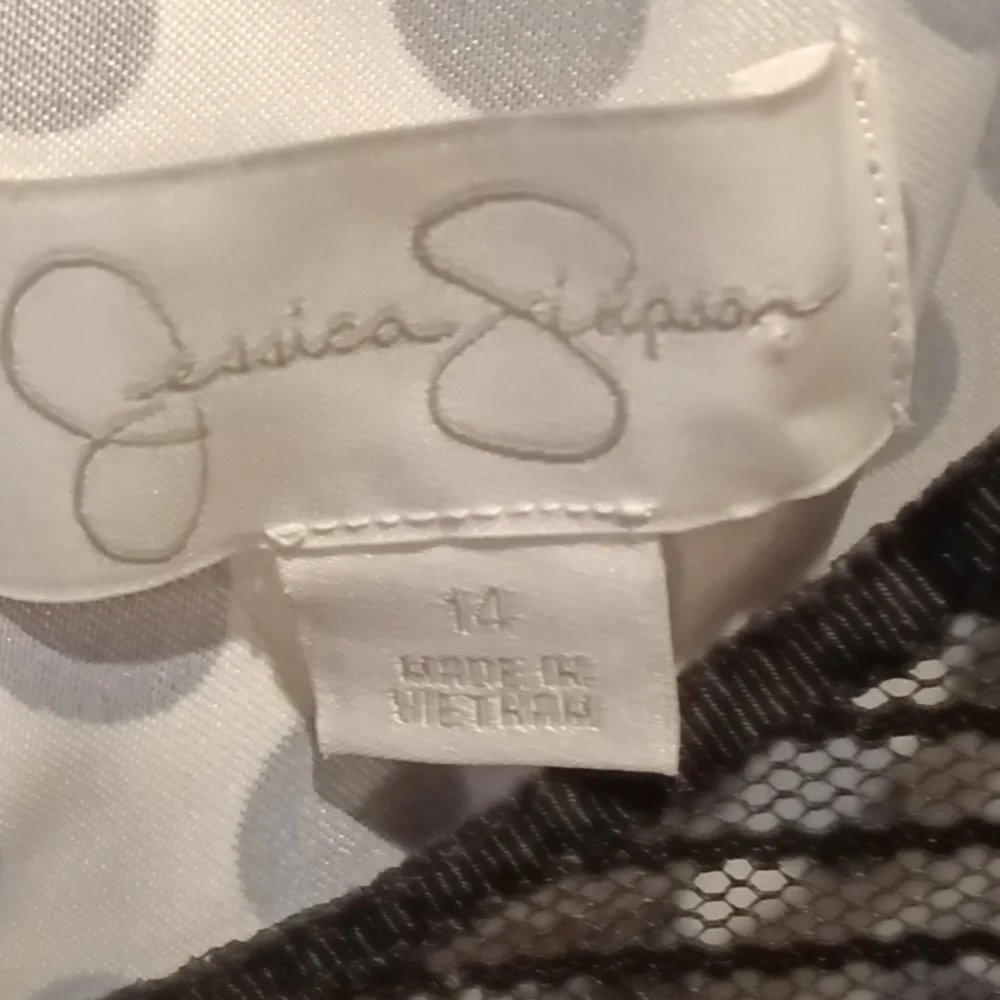 FINAL PRICE NWOT Jessica Simpson black/ white sheer polkadot dress w 20" zipper - Picture 1 of 16
